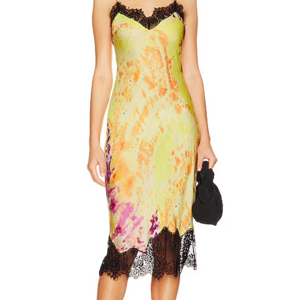 Vibrant Tie-Dye Dress with Lace Trim